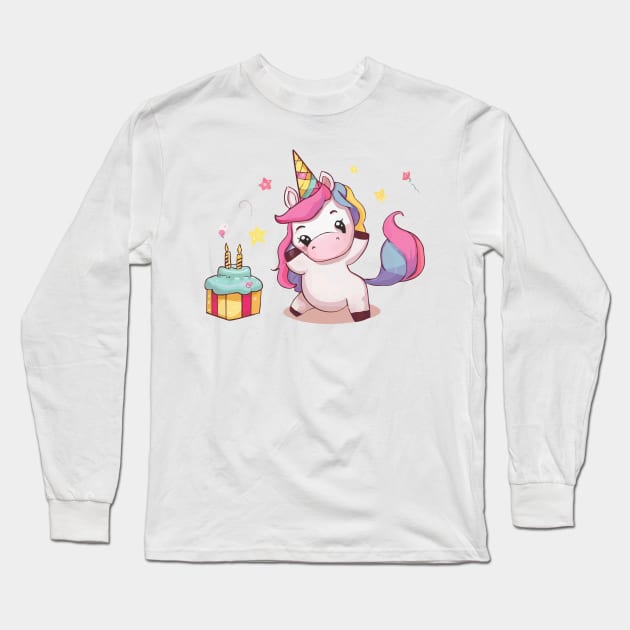 Unicorn Party Long Sleeve T-Shirt by Ara-Mora